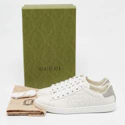 Gucci White Perforated Interlocking G Leather Ace Sneakers Size 38