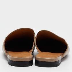 Pre Owned Gucci Brown Leather Princetown Flat Mules Size 40