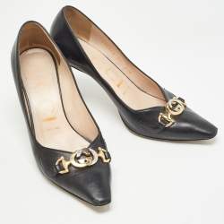 Gucci Black Leather GG Zumi Pumps Size 37