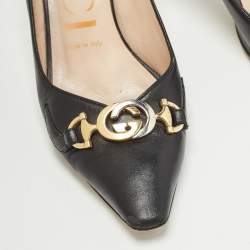 Gucci Black Leather GG Zumi Pumps Size 37