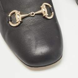 Pre Owned Gucci Black Leather GG Block Heel Pumps Size 38.5