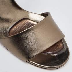 Gucci Metallic Leather Crystal Embellished Interlocking G Ankle Strap Sandals Size 40.5