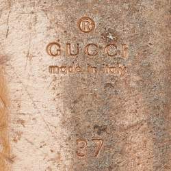 Pre Owned Gucci Pink Leather Princetown Flat Mules Size 37