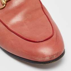 Pre Owned Gucci Pink Leather Princetown Flat Mules Size 37