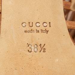 Pre Owned Gucci Brown Leather Open Toe Caged Sandals Size 38.5