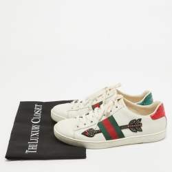 Gucci White Leather Embellished Arrow Ace Sneakers Size 37