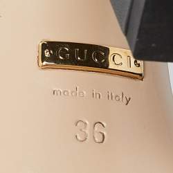 Pre Owned Gucci Black Leather GG Marmont Block Heel Ankle Strap Sandals Size 36