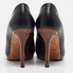 Gucci Black Leather Platform Pumps Size 40.5
