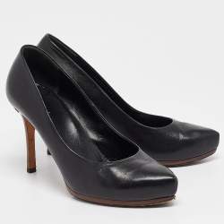 Gucci Black Leather Platform Pumps Size 40.5