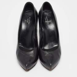 Gucci Black Leather Platform Pumps Size 40.5