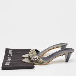 Gucci Green/Black GG Coated Canvas Hysteria Slide Sandals Size 39
