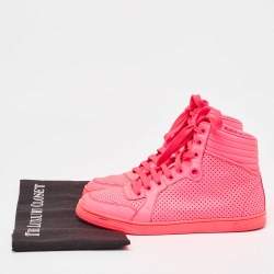 Gucci Neon Pink Leather Coda High Top Sneakers Size 36.5