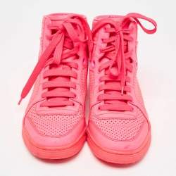 Gucci Neon Pink Leather Coda High Top Sneakers Size 36.5