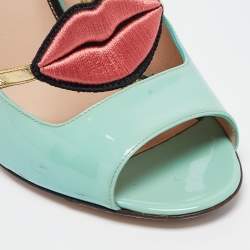 Gucci Blue Patent Molina  Ankle Strap Pumps Size 37