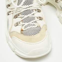 Gucci White Mesh and Leather Flashtrek Sneakers Size 41