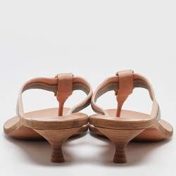 مملوكة مسبقًا Gucci Beige Canvas GG Striped Thong Sandals Size 39