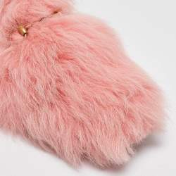 Pre Owned Gucci Pink Shearling Princetown Horsebit Flat Mules Size 39
