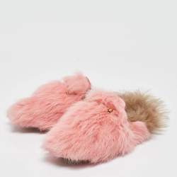 Pre Owned Gucci Pink Shearling Princetown Horsebit Flat Mules Size 39