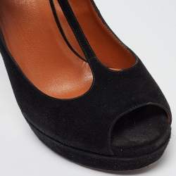 Gucci Black Suede Betty Ankle Strap Pumps Size 39