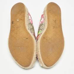 Gucci Beige/Brown GG Supreme Bloom Canvas Espadrille Flats Size 39.5