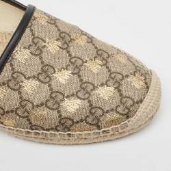 Pre Owned Gucci Beige/Brown GG Supreme Canvas Bee Print Espadrille Flats Size 39