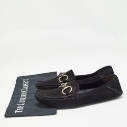 Gucci Black Suede Bamboo Horsebit Loafers Size 39