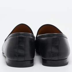 Pre Owned Gucci Black Leather Jordaan Loafers Size 37.5