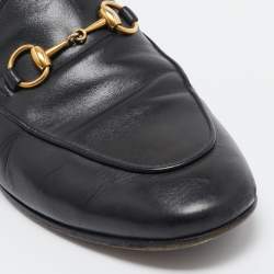 Pre Owned Gucci Black Leather Jordaan Loafers Size 37.5