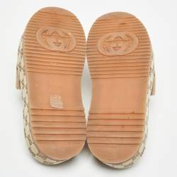 Gucci Beige Jumbo GG Canvas Platform Slides Size 38