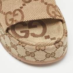 Gucci Beige Jumbo GG Canvas Platform Slides Size 38