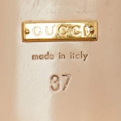 Gucci Gold Leather Crystal Embellished Slide Sandals Size 37