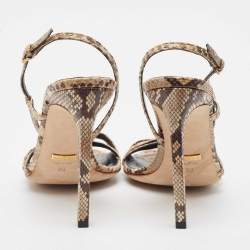 مملوكة مسبقًا Gucci Brown/Beige Python Slingback Sandals Size 39