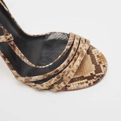 مملوكة مسبقًا Gucci Brown/Beige Python Slingback Sandals Size 39