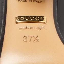Pre Owned Gucci Black Leather Peyton Block Heel Pumps Size 37.5