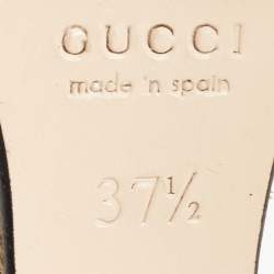 Pre Owned Gucci Red/Beige Suede Floral Embroidered Espadrille Wedge Platform Ankle Strap Sandals Size 37.5