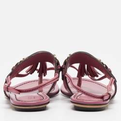 Gucci Pink Leather Fringe Slingback Sandals Size  37