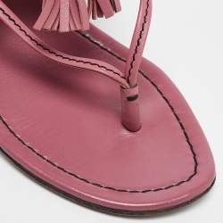 Gucci Pink Leather Fringe Slingback Sandals Size  37