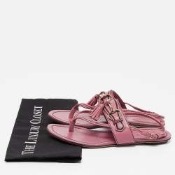 Gucci Pink Leather Fringe Slingback Sandals Size  37