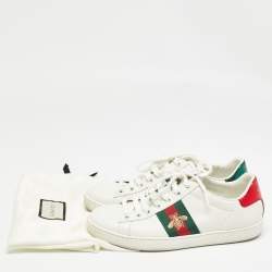 Gucci White Leather Web Ace Sneakers Size 36
