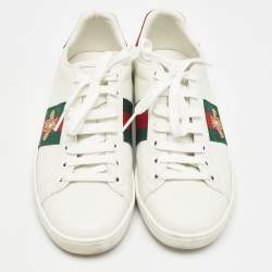 Gucci White Leather Web Ace Sneakers Size 36