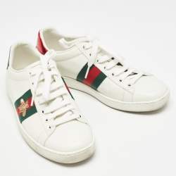 Gucci White Leather Web Ace Sneakers Size 36