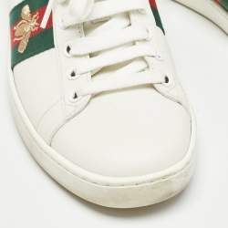 Gucci White Leather Web Ace Sneakers Size 36