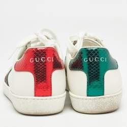 Gucci White Leather Web Ace Sneakers Size 36