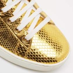 Gucci Gold Embossed Snakeskin Ace Sneakers Size 39
