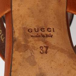 Pre Owned Gucci Brown Leather Ankle Strap Sandals Size 37