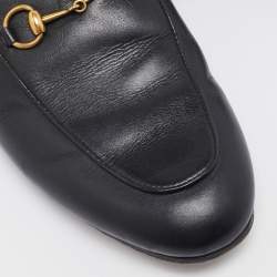 Pre Owned Gucci Black Leather Fur Lined Princetown Flat Mules Size 40