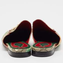Gucci Beige/Grey Canvas Princetown Mules Size 39.5 