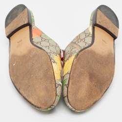 Gucci Beige/Grey Canvas Princetown Mules Size 39.5 