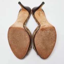 Gucci Beige/Brown GG Canvas and Leather New Hollywood Horsebit Slides Size 39