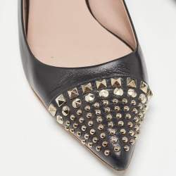 Gucci Black Leather Coline Studded Ballet Flats Size 38